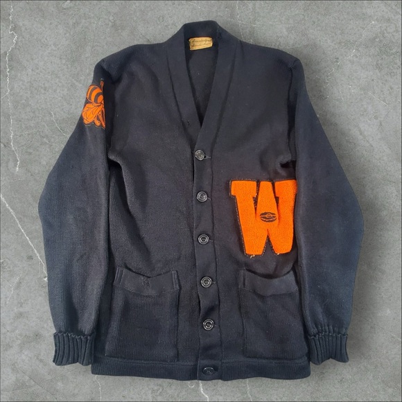 Other - Vintage Appalachian Athletic House Cardigan Mens Small Black 1940s 50s Letterman